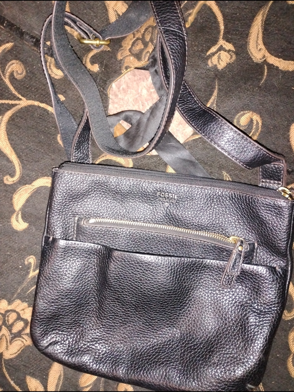 Fossil Tessa Black Pebbled Leather Crossbody Bag